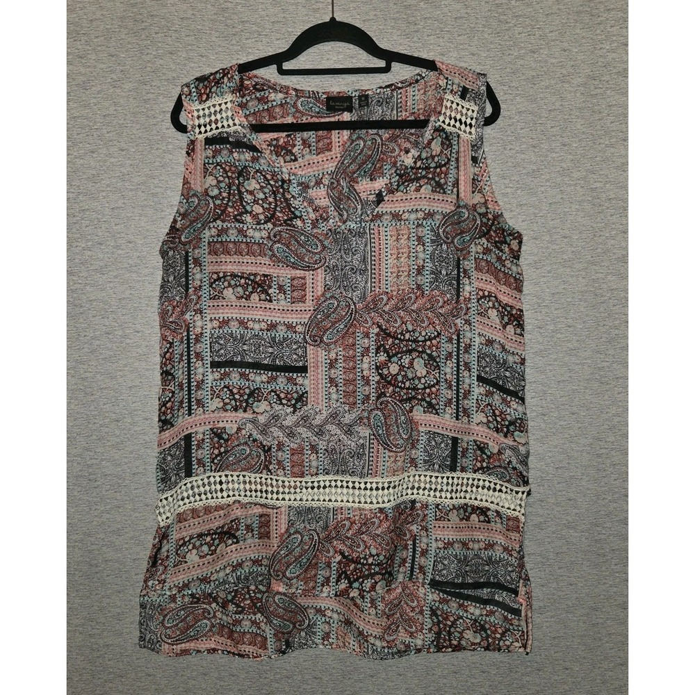 LaVanya Crochet Cotton Tank Blouse Bohemian Shirt Sleeveless Top Women's Size XL